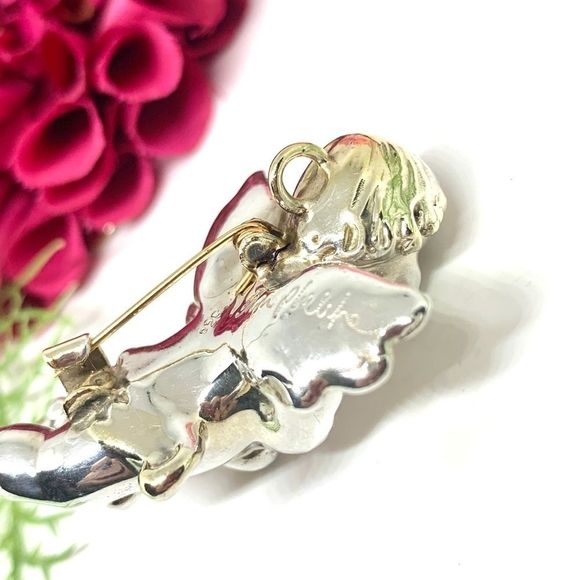 VINTAGE⚜️Sterling Artisan SAM PHILIPE Cherub Pin - Picture 8 of 14